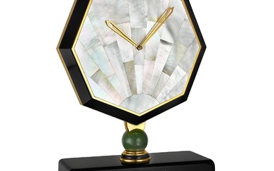 Cartier, Onyx and Mother-of-Pearl Quartz Desk Clock