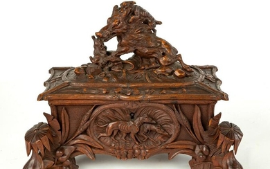 Carved Black Forest Hinged Covered Box