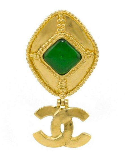 Chanel 1996 Fall Collection Chanel Pin with Green Stone