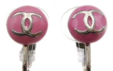 Chanel Button Earrings Clip-On Pink 03C