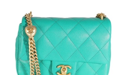 Chanel Green Quilted Caviar Sweetheart Mini Flap Bag