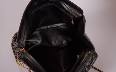 Chanel XL Black Lambskin Shopper Bag
