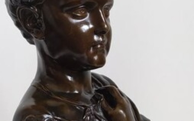 Charles Petre (1828-1907) - Sculpture, Boy's bust, 40 cm. - Patinated bronze - 1863