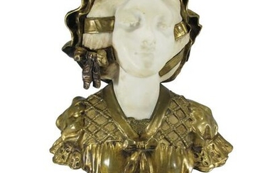 Charles R. FAGGIONI (XIX-XX) bronze & marble bust