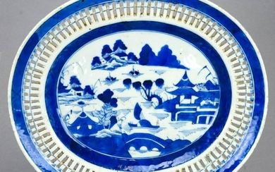 Chinese Canton Reticulated Porcelain Platter