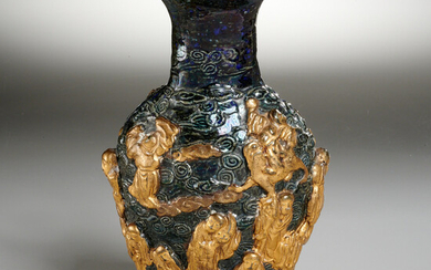 Chinese "Eighteen Immortals" relief vase