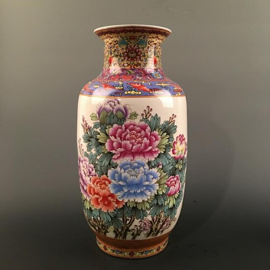 Chinese Famille Rose 'Flower' Vase 16-1/2'' H, 8'' W;