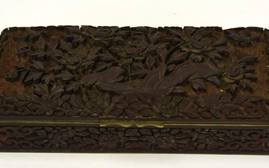Chinese Hand Carved Cinnabar Table Box