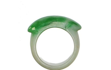 Chinese Jadeite Saddle Ring, 19th Century