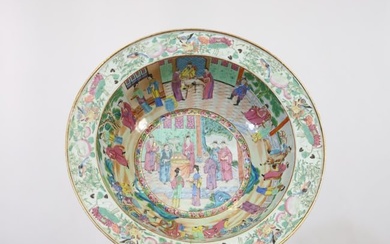 Chinese Rose Mandarin Porcelain Punch Bowl