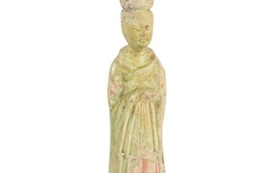 Chinese earthenware funerary attendant, gardian figure