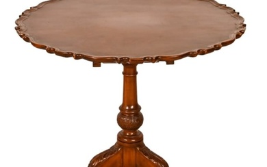 Chippendale Style Carved Mahogany Tilt Top Table