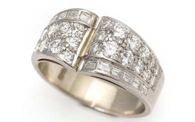 SOLD. Christian Schmidt Rasmussen: A diamond ring set with numerous brilliant- and baguette-cut diamonds, mounted in 14k white gold. Size 54. – Bruun Rasmussen Auctioneers of Fine Art