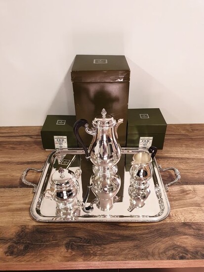 Christofle - Coffee set for 12 (4) - Silverplate - Modèle perles