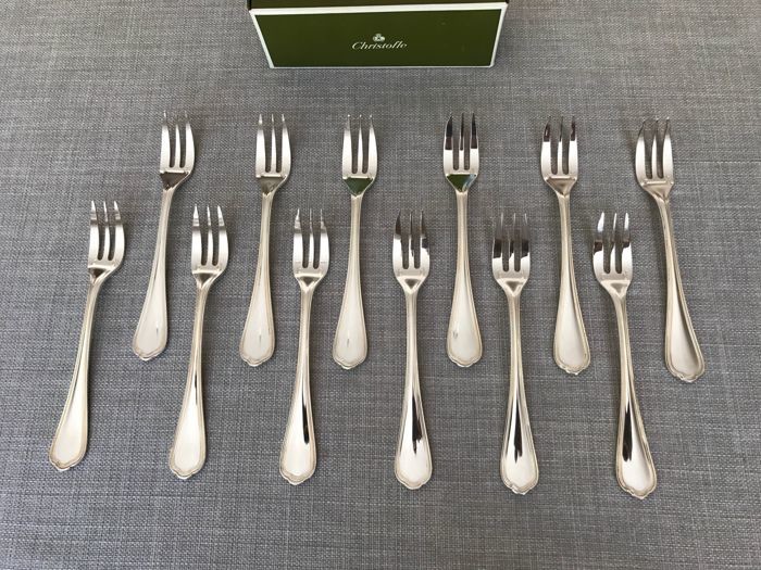 Christofle modèle Spatour- Cake forks (12) - Silver plated