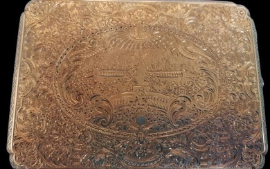 Cigarette case, Gold engraved cigarette case (1) - .585 (14 kt) gold - Austria - First half 20th century