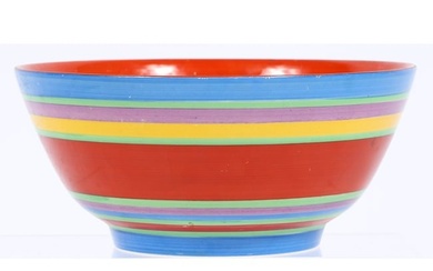 Clarice Cliff Honeyglaze Royal Staffordshire Pottery hand painted serving bowl with multicolor