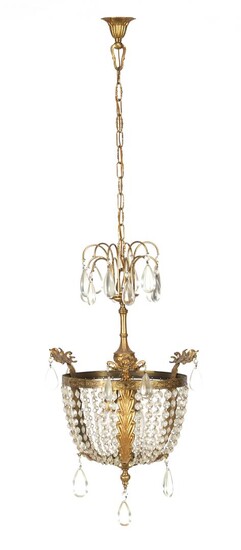 (-), Classic hanging lamp with cut beads, approx....