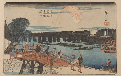 Collection of woodblock prints after Utagawa Hiroshige (Japanese, 1797-1858) to...
