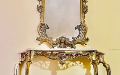Console table, Mirror - Louis XIV Style