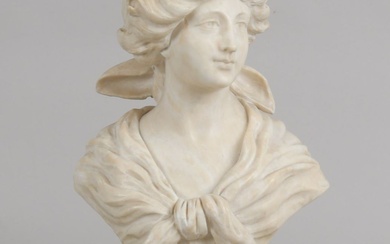 Continental Carved Alabaster Bust of a Woman