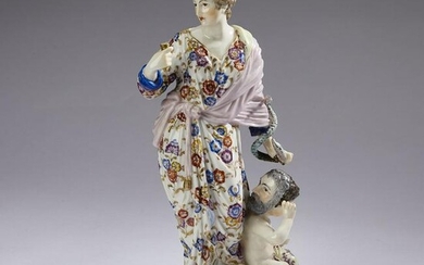 Continental porcelain allegorical figure of Prudence