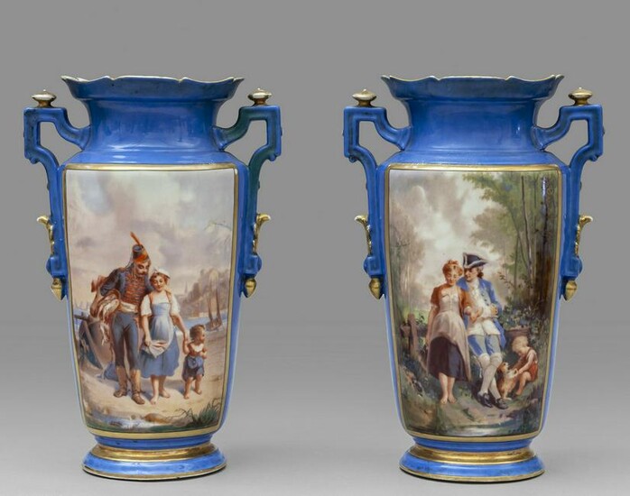 Coppia di vasi Luigi Filippo in porcellana