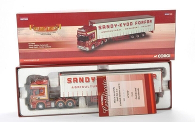 Corgi Model Truck Issue comprising No. CC12940 Scania Topline Curtainside in the livery of Sandy