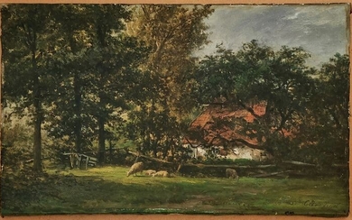 Cornelis Johannes de Vogel (1824-1879) - Boerderij met schapen