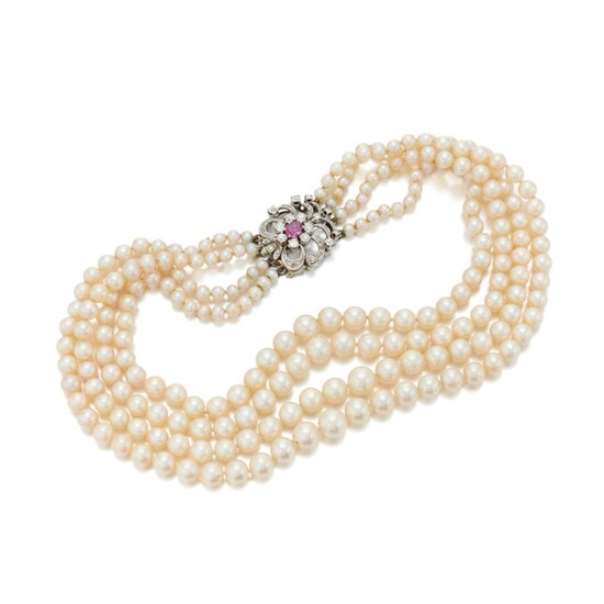 Cultured pearl and diamond necklace (Collana in perle coltivate e diamanti), Cultured pearl and diamond necklace (Collana in perle coltivate e diamanti)