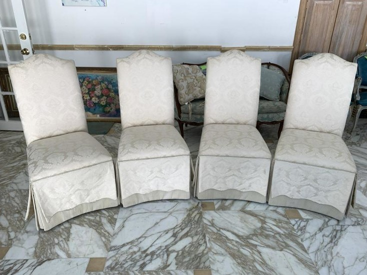 DINING ROOM SIDE CHAIR W/ CREAM SLIP COVERS X4