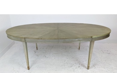 DINING TABLE, extendable with one leaf, silvered base.