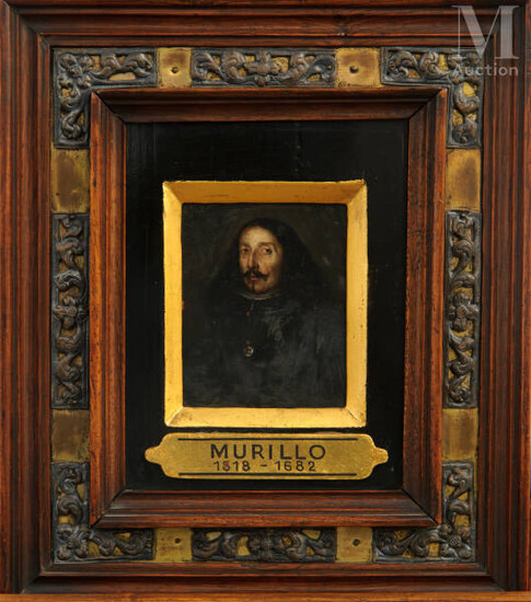 Dans le goût de Bartolomé Esteban MURILLO Portrait d'homme Cuivre...