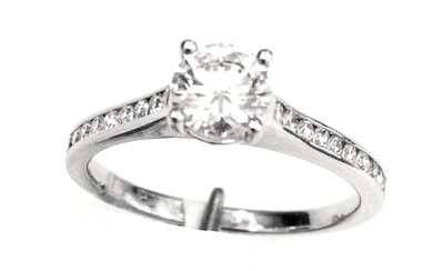 Diamond Slim Channel Engagement Ring In 18k White Gold