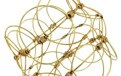 Diamond Yellow Gold Openwork Bangle Bracelet