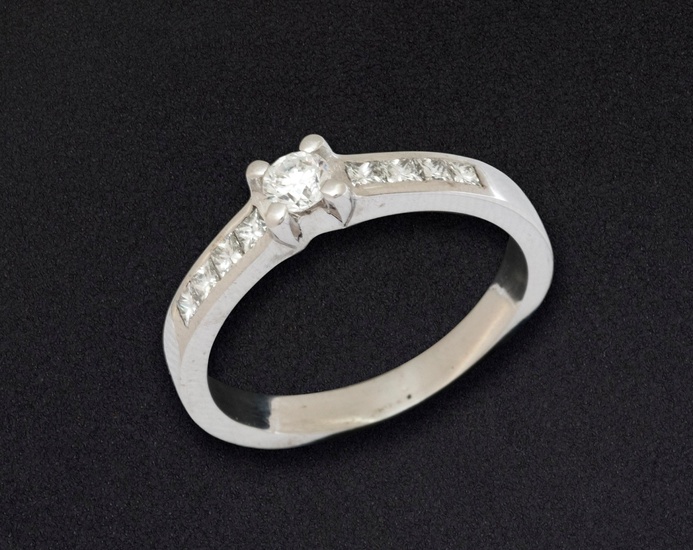 Diamond and princess cut ring