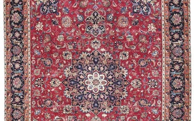 Distressed Vintage Antique Muted Red Floral 10X13 Oriental Rug Handmade Carpet