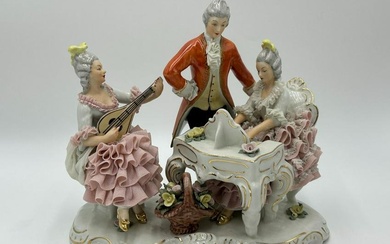 Dresden Sandizell Lace Porcelain Musical Concert Figures