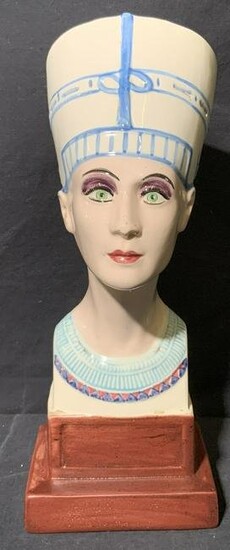 EK Egyptian Queen Hatshepsut Style Ceramic Bust