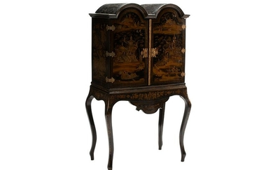 ENGLISH CHINOISERIE CABINET ON STAND