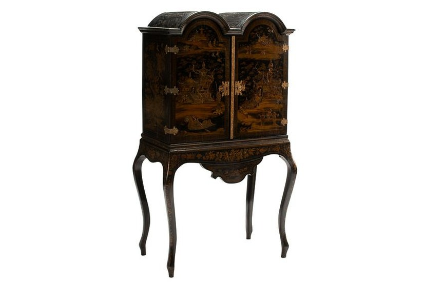 ENGLISH CHINOISERIE CABINET ON STAND