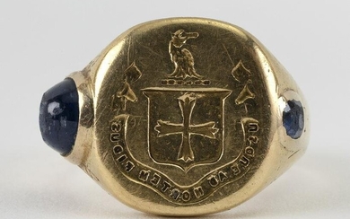 ENGLISH VICTORIAN 18KT GOLD AND SAPPHIRE SIGNET RING