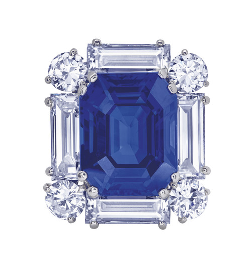 EXCEPTIONAL SAPPHIRE AND DIAMOND BROOCH, CARTIER