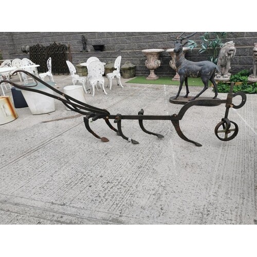 Early 20th C. wrought iron Grubber {92 cm H x 309 cm W x 45 ...