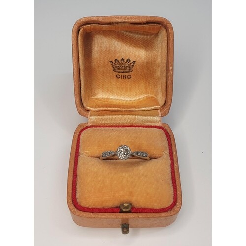 Early 20thC 18ct yellow gold and platinum set diamond (stamp...