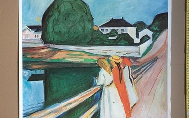 Edvard Munch: Exhibition poster from Louisiana 1975. Signed in print E. Munch. Lithographic poster in colours. Sheet size 90×62 cm. Unframed.