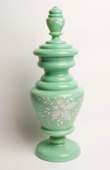 Edwardian Milk Glass Lidded Vase