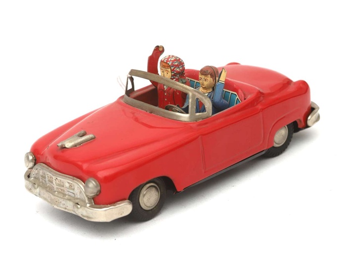 ijs Dakraam Vermoorden Een blikken speelgoed cabrio "Romance car", uitvoering: Nomura, Japan, jaren  50 in Netherlands