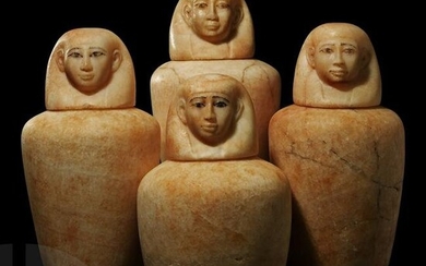 Egyptian Human-Headed Canopic Jar Set