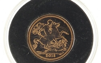 Elizabeth II 2018 gold sovereign with capsule - this lot is ...